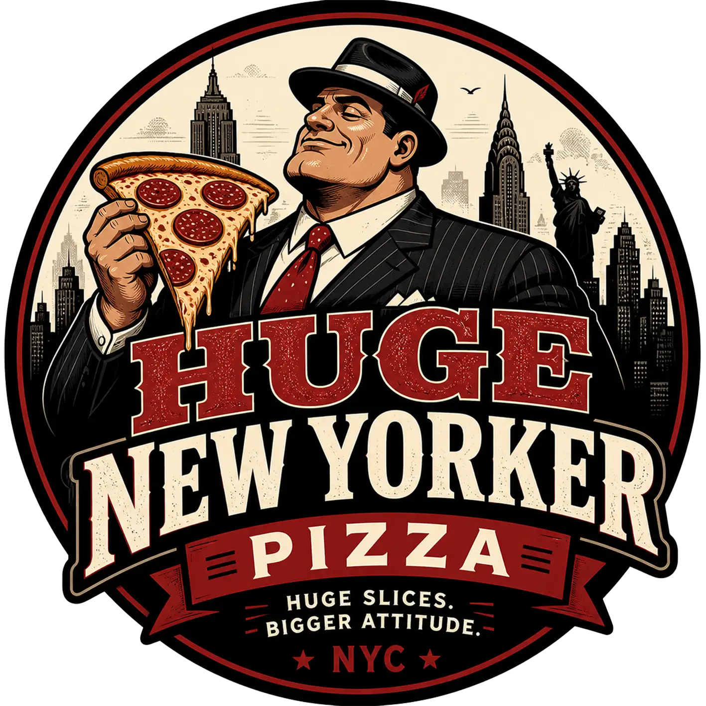 Huge New Yorker Pizza logo